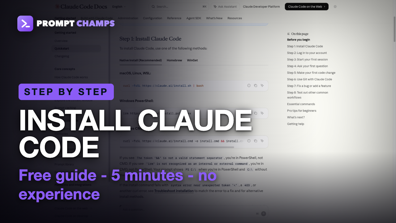 Install Claude Code + Git — Step by Step in 5 Minutes